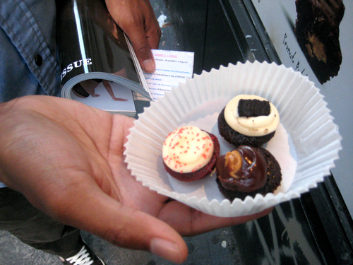 Three mini cupcakes from Baked by Melissa on Spring Street in Soho.